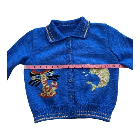 Handmade Cardigan Children’s Sweater Long Sleeves Button Front Knit Blue Size 3 - Picture 5 of 8